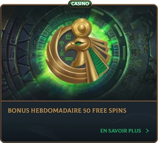 Bonus hebdomadaire casino : 50 free spins à gagner